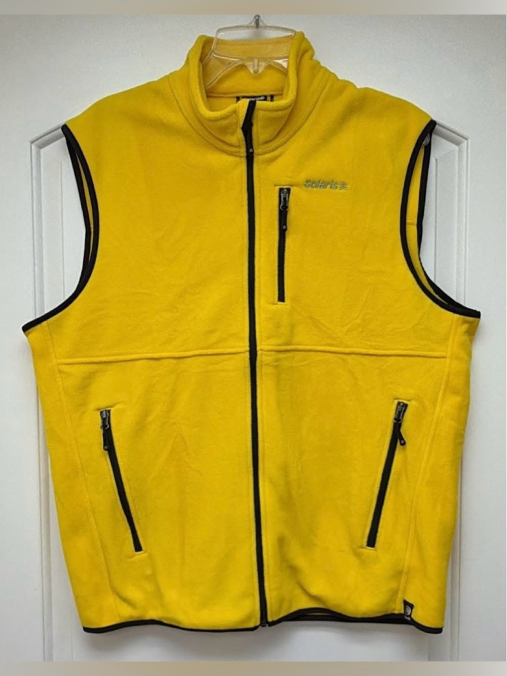 306: Solaris Men’s Yellow Fleece Vest with Zip Pockets - XL